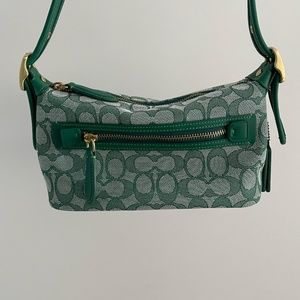 COACH Demi Signature Jacquard Shoulder Bag Green